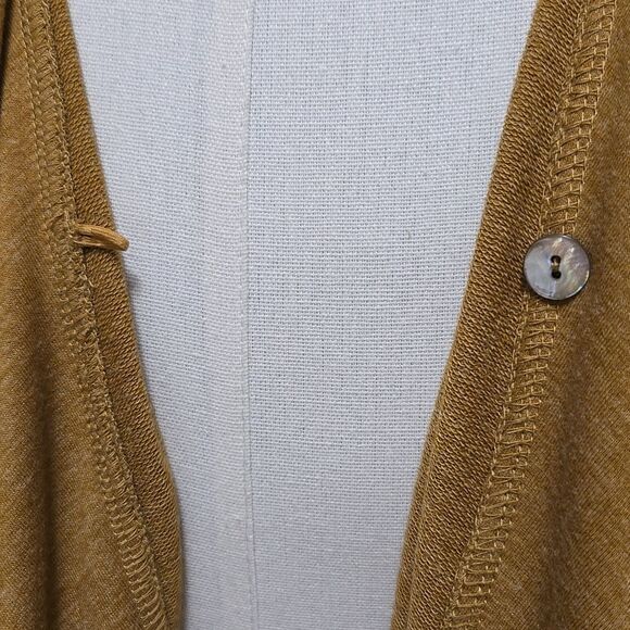 LOGO Lounge Drape Front Waterfall Cardigan 3X French Terry Faux Suede Western - Picture 10 of 13